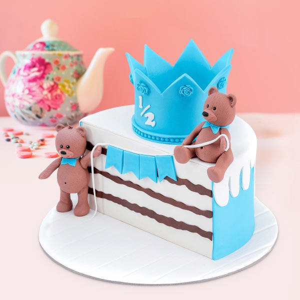 Teddy Bear Blue Half Year Birthday Cake (1.5 kg)
