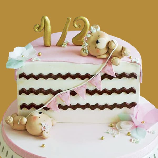 Teddy Bear Pink Half Year Birthday Cake (1.5 kg)