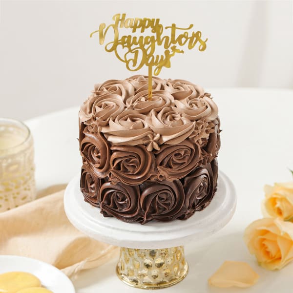 Tempting Chocolate Floral Cake For Daughters Day (250 Grams)