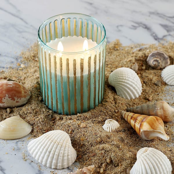 Textured Glass Votive With Sea Spray And Melon Aroma Candle