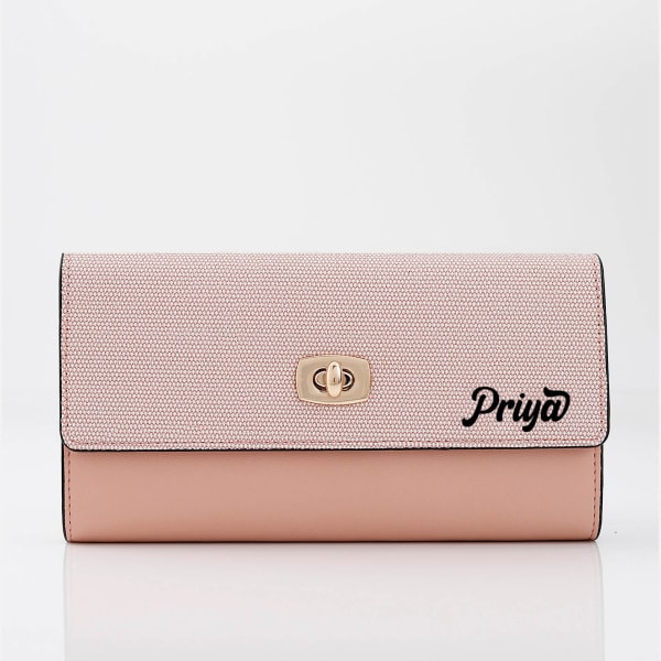 Textured Two-fold Women's Wallet - Peach Pink