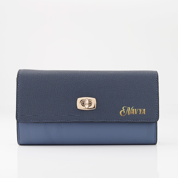 Textured Two-Fold Women's Wallet - Sapphire Blue