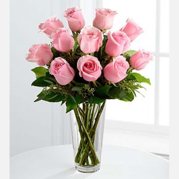 The Long Stem Pink Rose Arrangement
