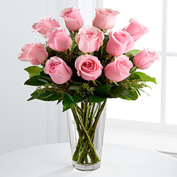 The Long Stem Pink Rose Arrangement by FTD