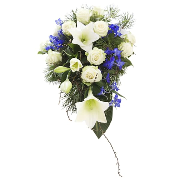 Buy/Send The sky is blue and white funeral arrangement Online IGP