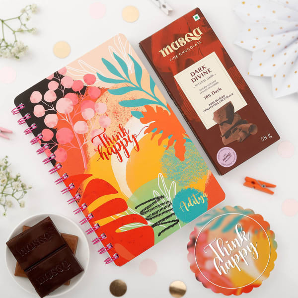 Think Happy - Personalized Planner With Chocolate