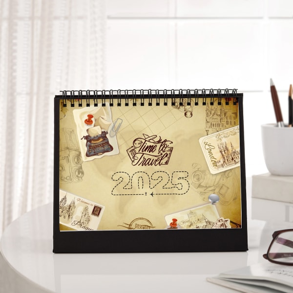 Time To Travel - Personalized 2025 Desk Calendar