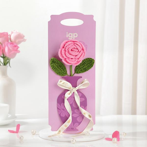 Timeless Love Handcrafted Crochet Pink Rose