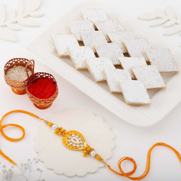 Timeless Rakhi With Kaju Katli