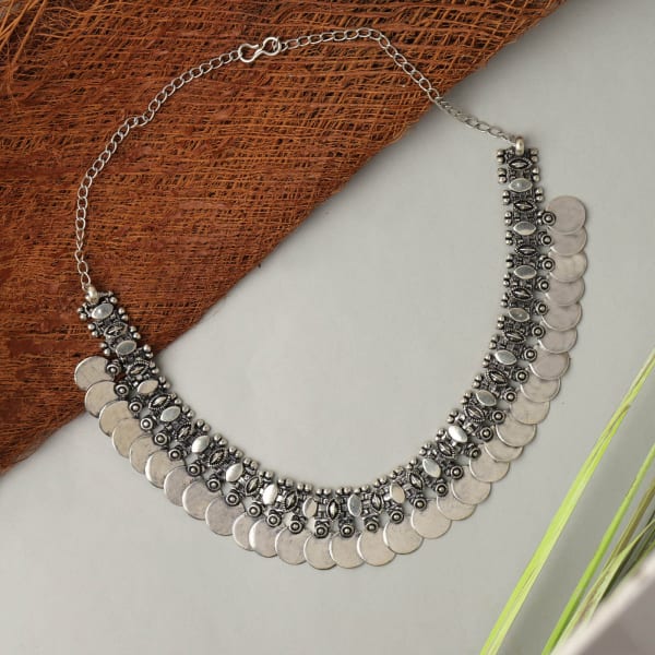 Traditional Design Oxidised Necklace
