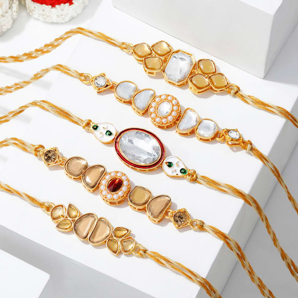 Traditional Kundan Polki Rakhi (Set of 5)