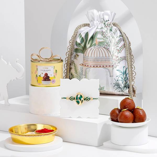 Traditional Kundan Rakhi Gift Hamper