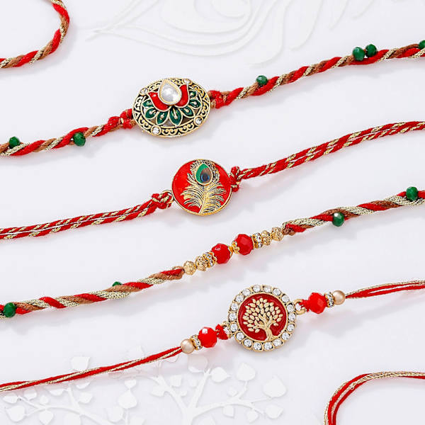 Traditional Kundan Work Rakhis-Set Of 4