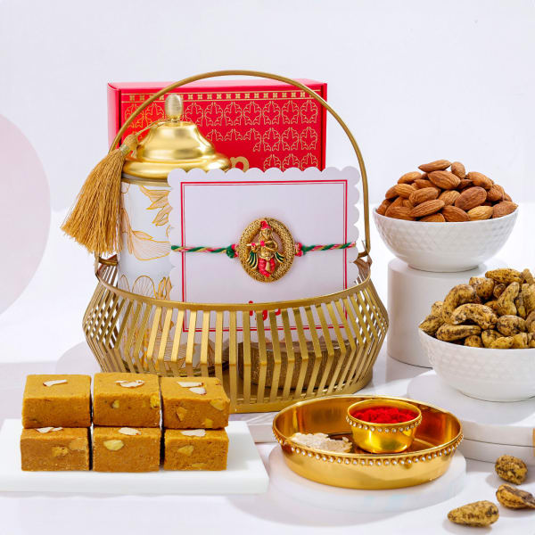 Buy/Send Traditional Raksha Bandhan Metal Basket Hamper Online | IGP ...