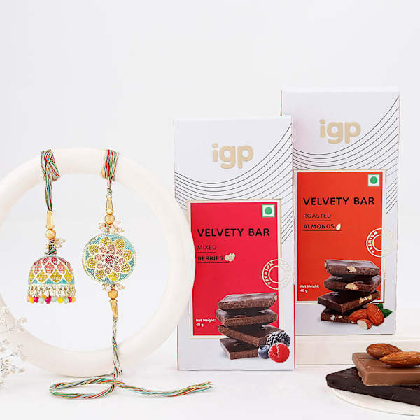 Trendy Bhaiya Bhabhi Rakhi With Chocolates