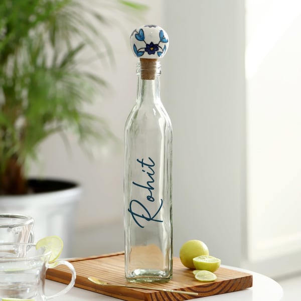 Trendy Glass Bottle With Cork - Personalized