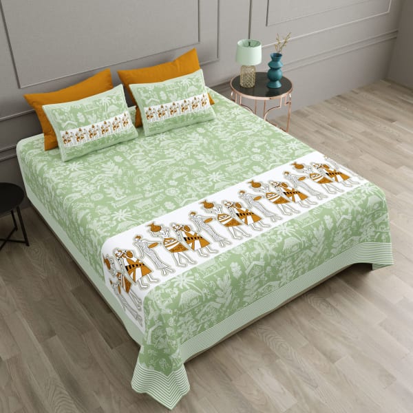 Tribal Themed Mint Moon King Bedsheet Set