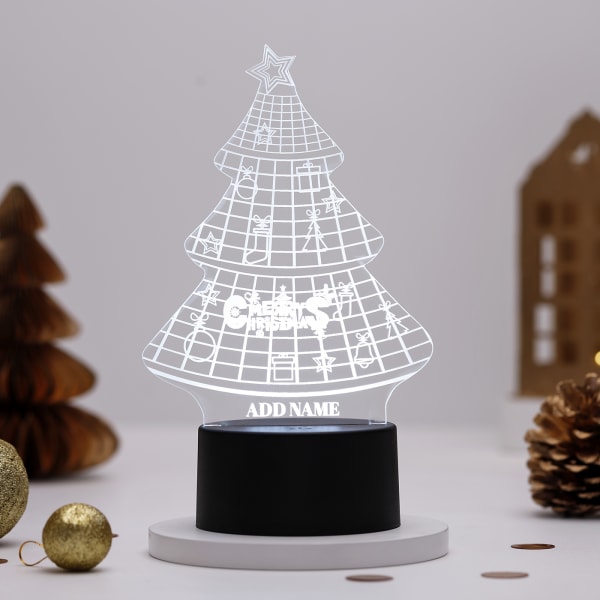 Twinkling Tree LED Lamp With Black Base - Personalized