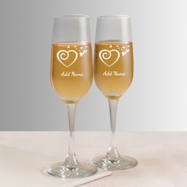 two champagne glasses