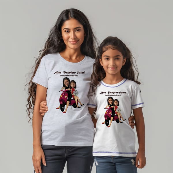 Unbreakable Bond Personalized Mom And Daughter Caricature T-shirt
