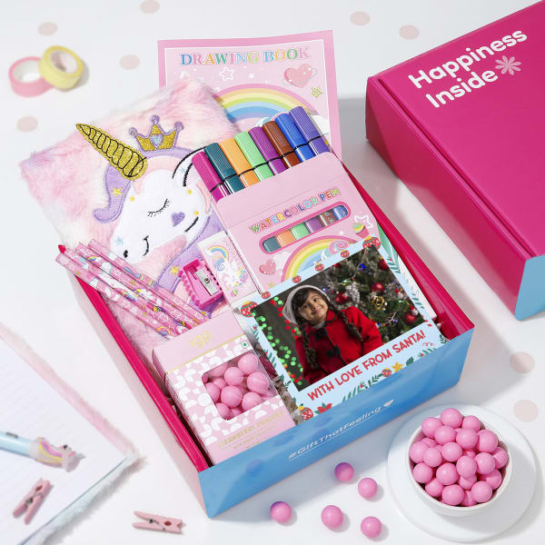 Unicorn-Themed Personalized Secret Santa Kids Hamper