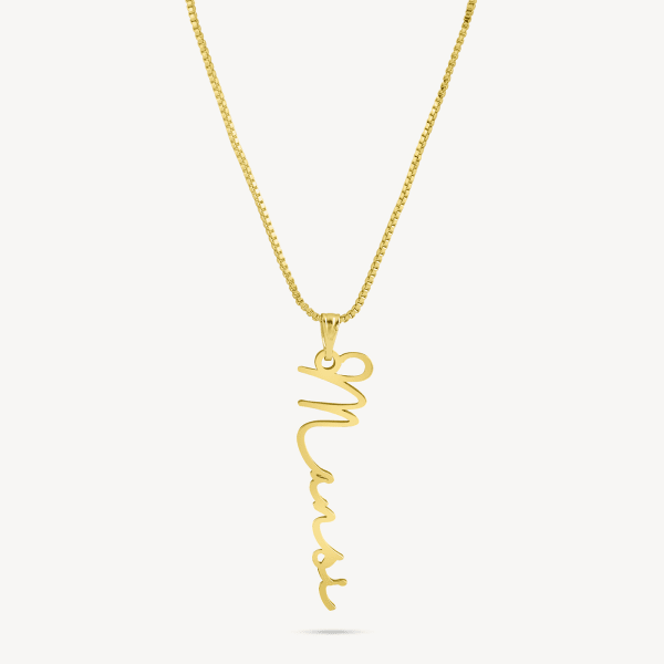 Unique Personalized Vertical Signature Pendant Necklace