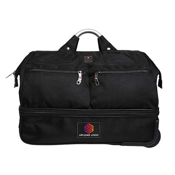 Unisex Double Decker Duffle Trolley Bag - Black