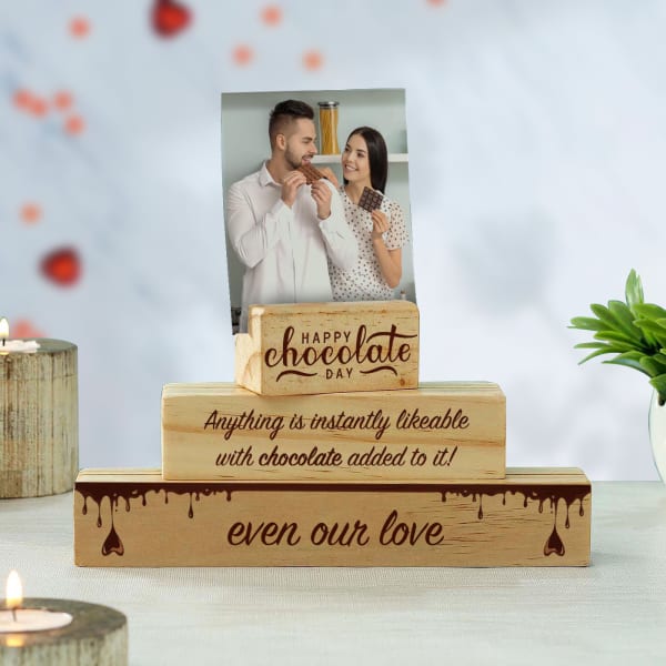 Valentine Chocolate Day Personalized Wooden Photo Stand