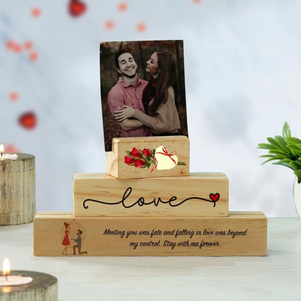Valentine Propose Day Personalized Wooden Photo Stand