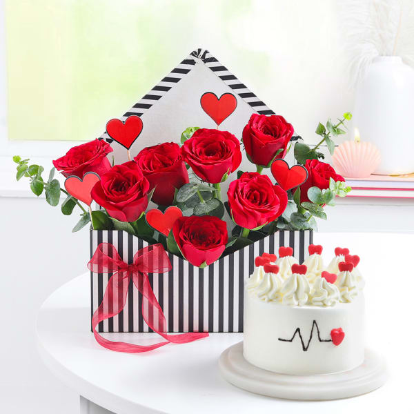 Valentine's Day Love Blooms And Treats Arrangement