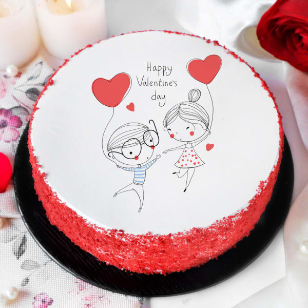 Valentine's Day Red Velvet Poster Cake (Half kg)