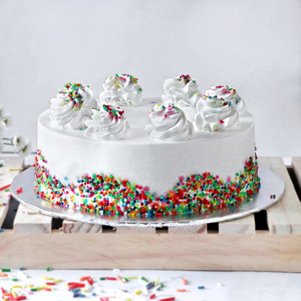 Order Vanilla Cake with Rainbow Sprinkles 1 Kg Online at