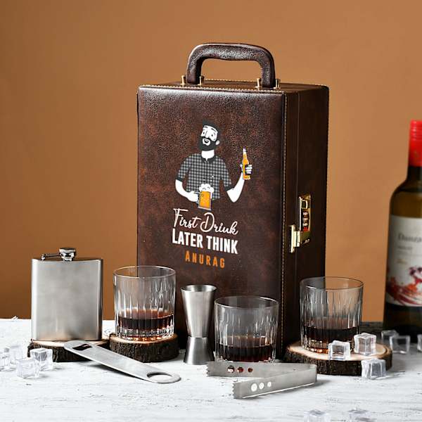 Vegan Leather Personalized Bar Set