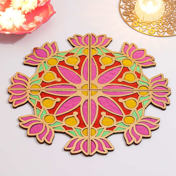 Vibrant Lotus Design Reusable Rangoli