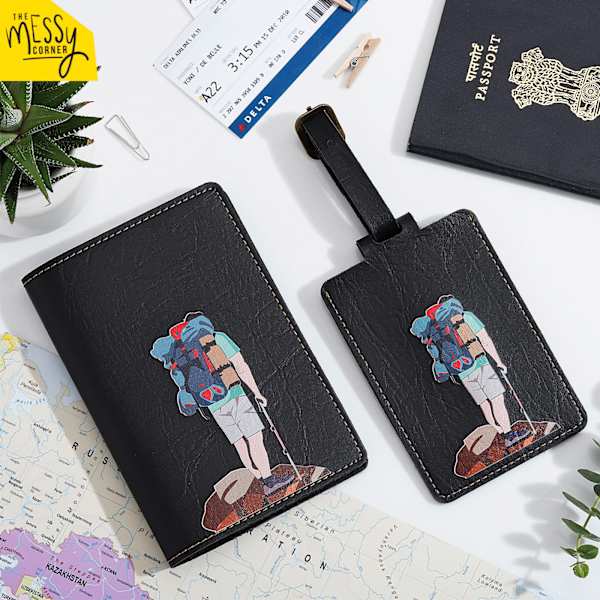 Wanderlust Passport Cover and Luggage Tag Combo For Men