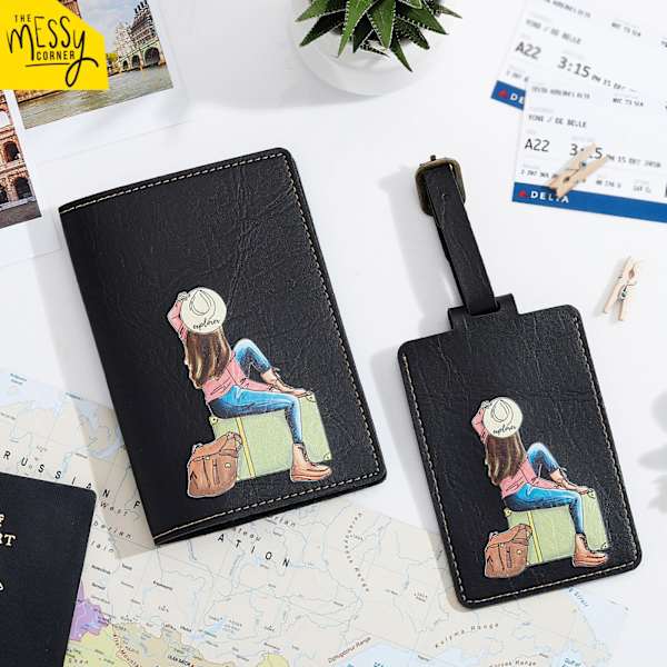Wanderlust Passport Cover and Luggage Tag Combo For Women