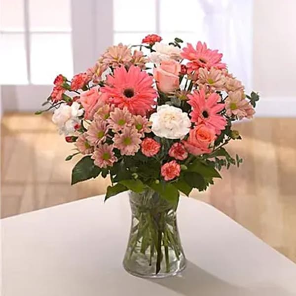 Warm Glow Bouquet in Glass Vase