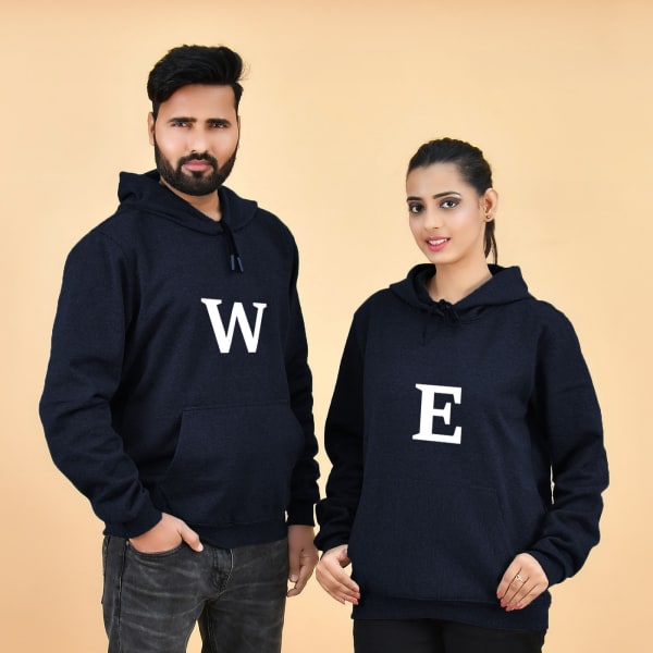 Warm Personalized Fleece Hoodies For Couple - Blue