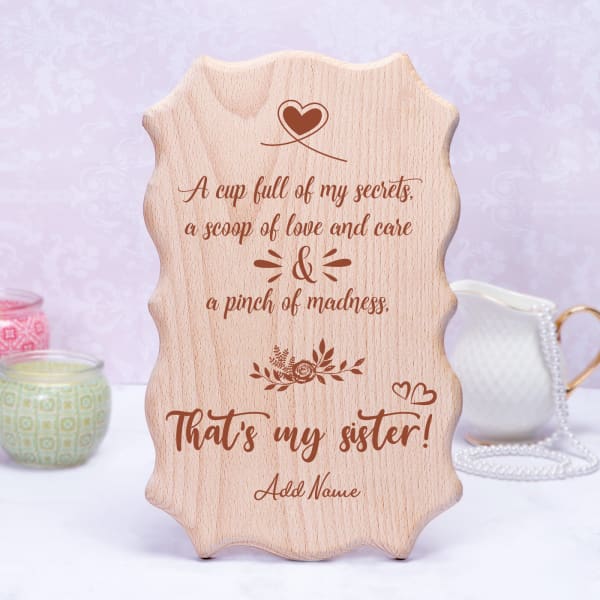 Wavy Wooden Plaque for Sister