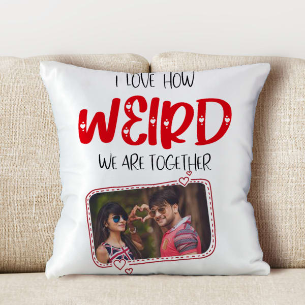 Weird Together Personalized Photo Satin Pillow