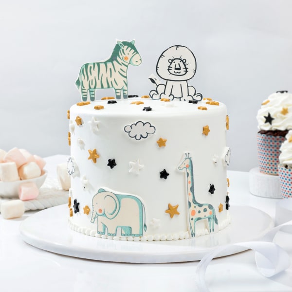 Whimsical Animal Themed SemiFondant Cake 1 kg