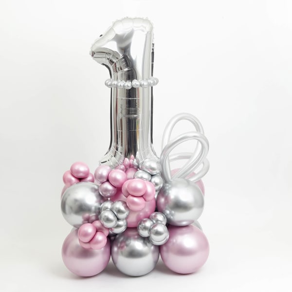 Whimsical Celebration - Balloon Arrangement - Pink And Silver