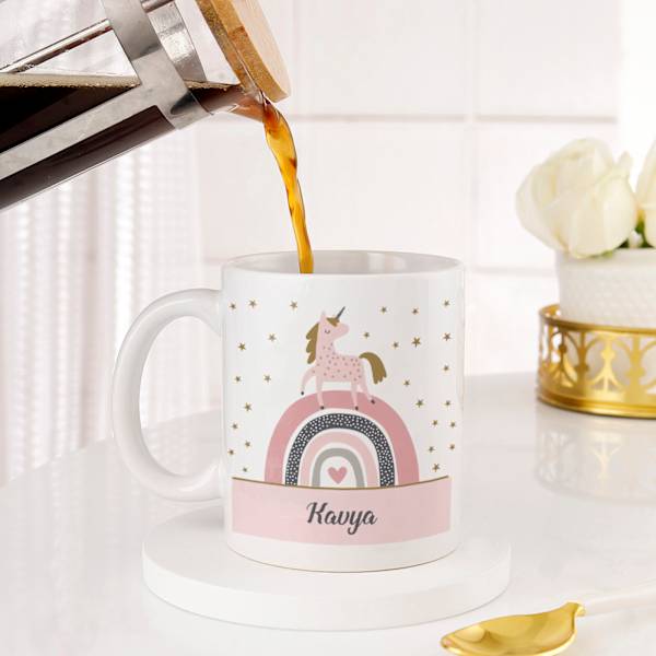 Whimsical Unicorn Personalized Ceramic Mug For Kids