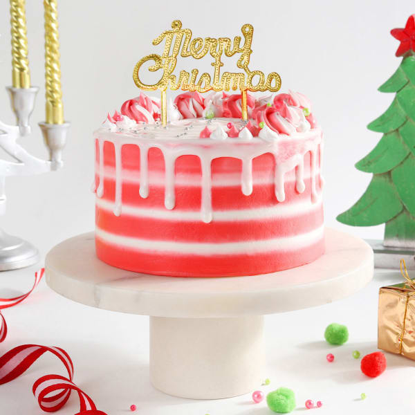 White And Red Christmas Drip Cake (1kg)
