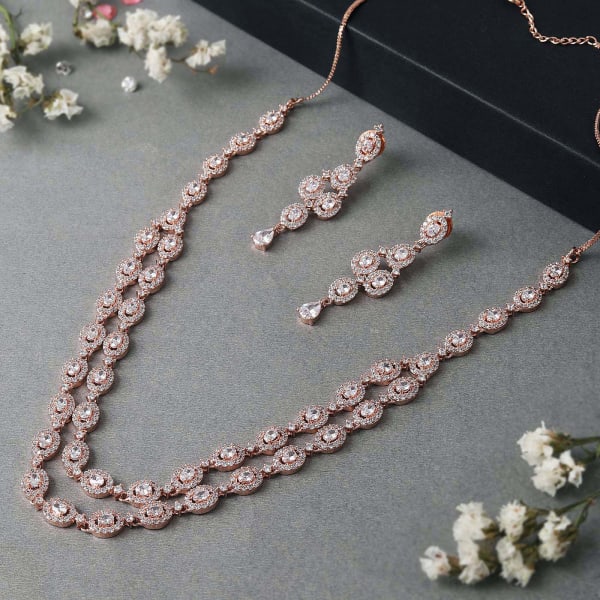 White CZ Stone Necklace Set