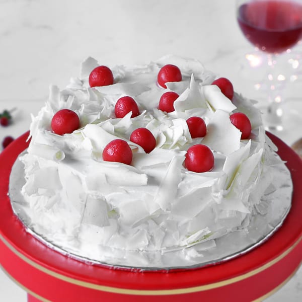 White Forest Cherry Cake (Eggless) (Half Kg)