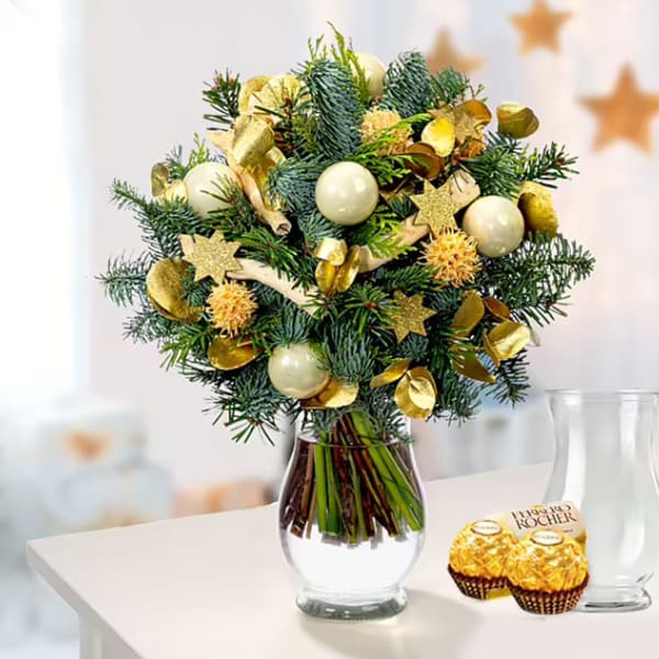 Winter Bouquet with vase and 2 ferror Rocher