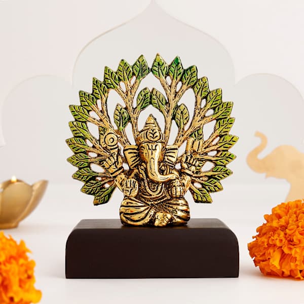 Wishing Tree Lord Ganesha Murti With Wooden Stand