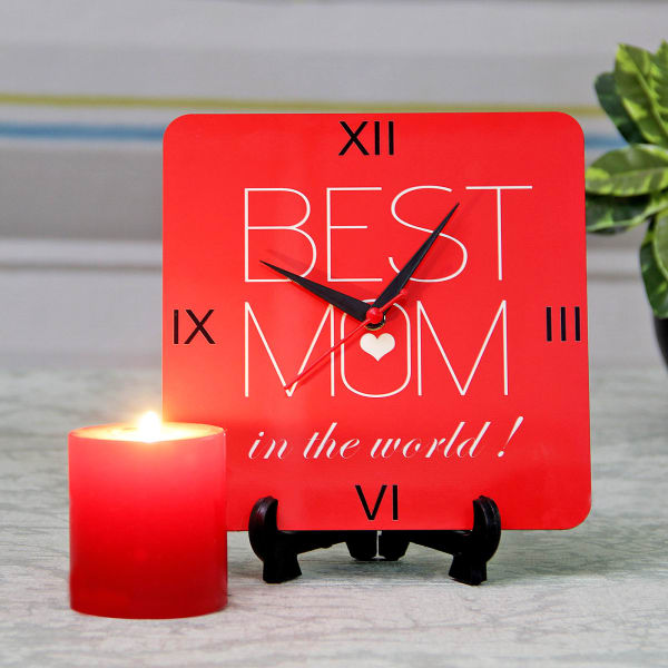 Wooden Best Mom Clock with Red Candle Gift/Send Home and Living Gifts