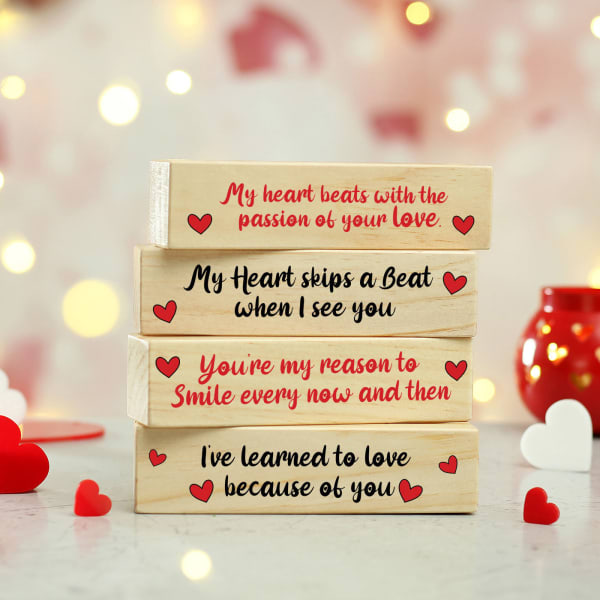 Wooden Blocks with Love Message in Tray